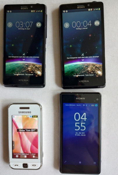 Smartphone Konvolut 3 x Sony 1 x Samsung “ Gebraucht „