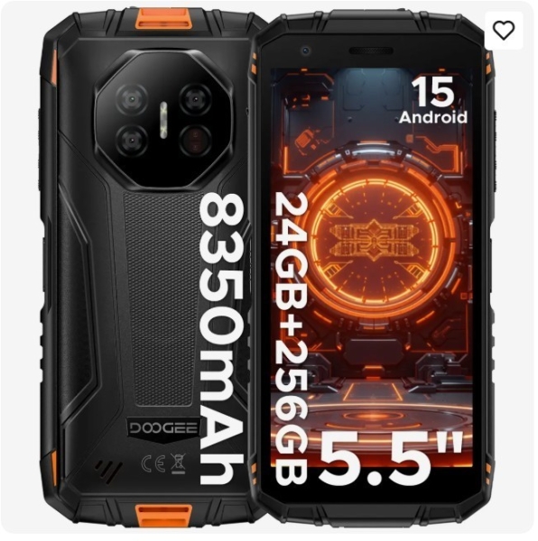 DOOGEE Fire 3 Ultra Rugged Smartphone, 8350mAh, Android 15, Gemini AI, 5,5″ HD