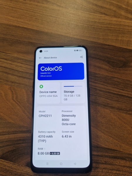 Oppo A94 5G 128GB Graphit entsperrt SIM frei Android Smartphone Dual SIM