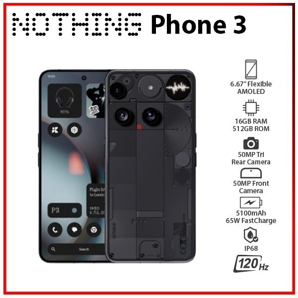 Nothing Phone (3) schwarz 6,67″ 512GB 5G entsperrt & SIM-frei Smartphone