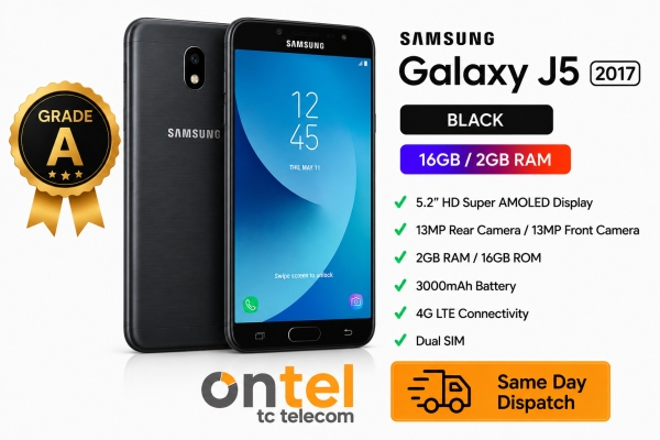 Samsung Galaxy J5 2017 schwarz entsperrt 16GB 5,2″ 13MP Android Smartphone Klasse A