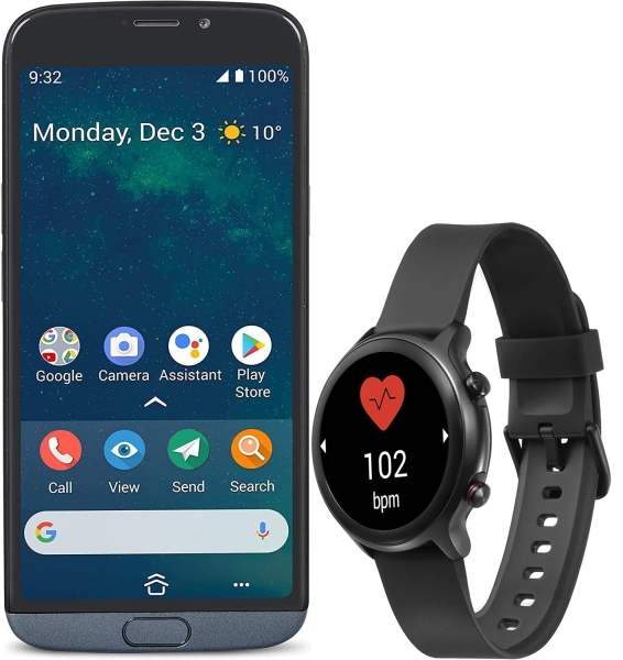 Doro 8050 Smartphone + Doro Uhr – Schwarz – Entsperrt – für Senioren – Brandneu