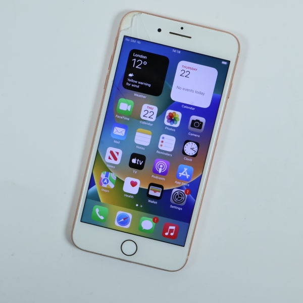 Apple iPhone 8 Plus 64GB Gold entsperrt A1897 gesprungenes Display funktioniert einwandfrei 551v